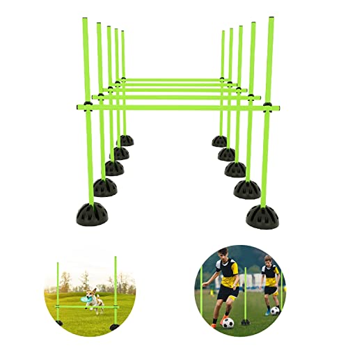 LZQ Sprungstangen-Set Agility Hürdenset Trainingsstangen für Sprungkraft, Dribbling und Beweglichkeit Ideal für den Vereins- oder Schulsport, Grün von LZQ