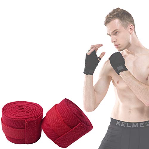 LZQpearl Boxing Hand Wraps, Bandagen Aus Reiner Baumwolle, Für Kampfsport, Boxen, MMA & Cross Fitness, Männer & Frauen (Red,1.5m) von LZQpearl