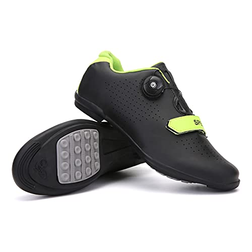 LZQpearl Fahrradschuhe Herren, Rennrad Und Mountainbike Schuhe Mit Gummisohle, Atmungsaktive, rutschfeste No-Lock Fahrradschuhe Mit Schnell Rotierendem Schnürsenkelsystem (Black,44) von LZQpearl