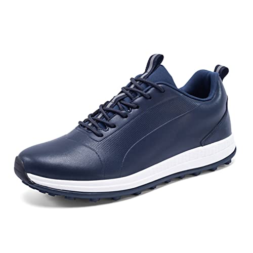 LZQpearl Klassische Golfschuhe, Unisex Professionelle wasserdichte Golfschuhe, rutschfeste Allwetter-Schnürschuhe, Bequeme Und Atmungsaktive Laufschuhe Mit Spikes (8.5 (42 EU),Blue) von LZQpearl