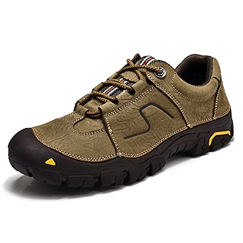 LZQpearl Leder Wanderschuhe, Herren Wander Freizeitschuhe, rutschfeste Outdoor-Sport-Trekking-Schuhe Zum Schnüren Für Die Ganze Saison (Coffee,43 (UK 8)) von LZQpearl