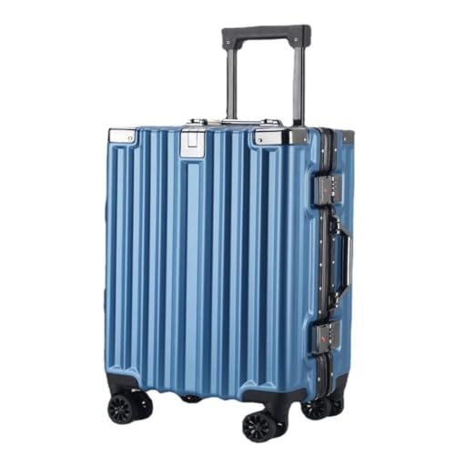 Koffer Leises, Robustes Gepäck, langlebiges Gepäck, Neuer Trolley-Koffer mit Aluminiumrahmen, Universalräder for Studenten Suitcase (Color : Blue, Size : 20in) von LZXJF