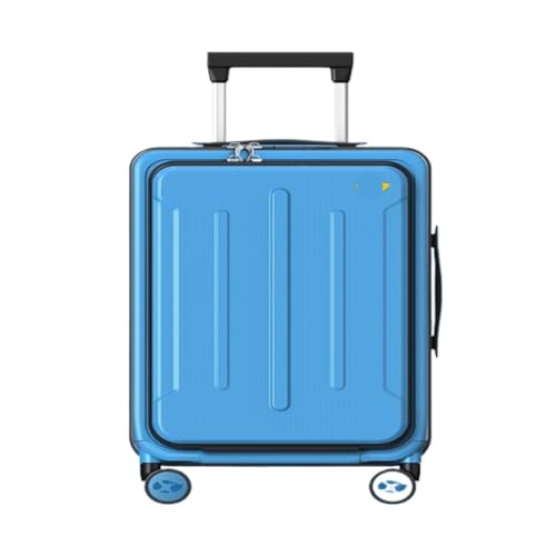 LZXJF Koffer 20-Zoll-Front-Flip-Koffer, Multifunktionaler Trolley-Koffer for Herren Und Damen, Merchant Boarding-Koffer Suitcase (Color : Blue, Size : 20in) von LZXJF
