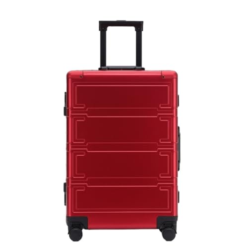 LZXJF Koffer Aluminium-Magnesium-Legierung Business Trolley Koffer 24 Zoll Retro Gepäck Metallbox Boarding Case 50.8 cm Koffer, rot, 29in von LZXJF