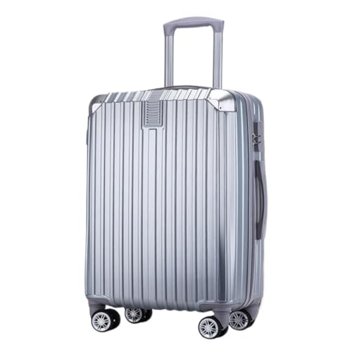 LZXJF Koffer Gepäck Koffer für Damen und Herren 50,8 cm Neuer Reißverschluss Leise Universal Rad Trolley Gepäck Code Box Koffer, silber, 20in von LZXJF