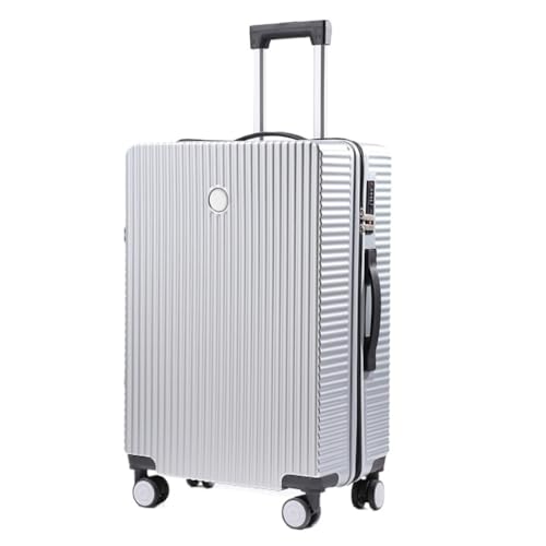LZXJF Koffer Neuer Koffer, Kleiner Leichter Trolley Koffer für Damen und Herren, Koffer Passwortbox 20 Zoll 24 Zoll Koffer, silber, 61 cm von LZXJF