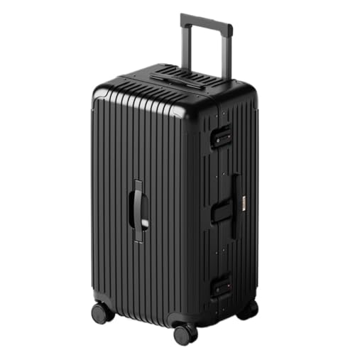 LZXJF Koffer Trolley-Koffer Aus Vollaluminium-Magnesiumlegierung, Geräuschloser Koffer Mit Drehbarem Rad, Robuster Und Langlebiger Passwort-Koffer Suitcase (Color : Black, Size : 24in) von LZXJF