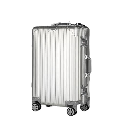 LZXJF Koffer Trolley-Koffer Aus Vollaluminium-Magnesiumlegierung, Geräuschloser Koffer Mit Drehbarem Rad, Robuster Und Langlebiger Passwort-Koffer Suitcase (Color : Gray, Size : 22in) von LZXJF