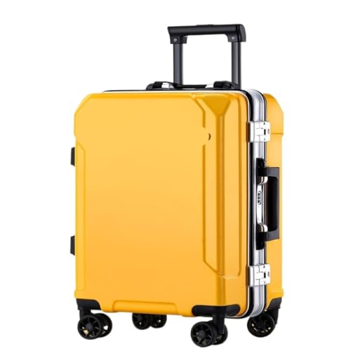 LZXJF Koffer Wiederaufladbare, sturzsichere und langlebige Passwortbox, universeller Trolley-Koffer mit Rollen, Reisekoffer for Herren und Damen Suitcase (Color : Yellow, Size : 20in) von LZXJF