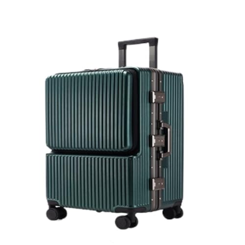 LZXJF Koffer mit seitlicher Öffnung, Aluminiumrahmen, Trolley-Koffer, 61 cm, verdickt, multifunktionaler Koffer für Damen und Herren, grün, 61 cm von LZXJF
