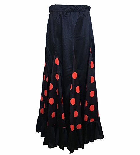 La Señorita Flamenco Rock Kinder Spanische Kleider schwarz mit roten Punkten (Größe 6, 104-110, Länge 60 cm) von La Senorita