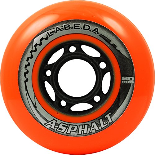 Labeda 8 Greifer Asphalt Outdoor Roller Hockey Rollen – Orange 80 mm von Labeda