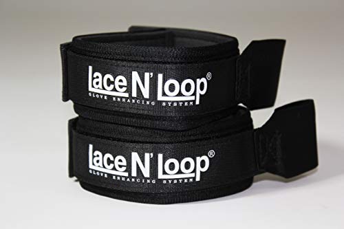 Lace N Loop Riemen (Paar) – Schnür-Boxhandschuh-Konverter (schwarz (weißes Logo)) von Lace N Loop