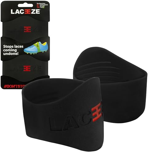LACEEZE Band Original Black passt Schuhgröße C13 - UK 6,5 hält Schnürsenkel beim Sport, Fußball, Rugby, Hockey gebunden von Laceeze