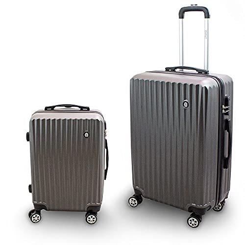 Barut Kofferset M + L 2-teilig Reisekoffer Trolley Hartschalenkoffer ABS Teleskopgriff Modell General (Grau) von Lacestone