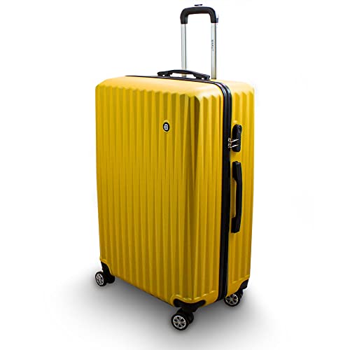 Lacestone Trolley Hartschalen Koffer Hartschalenkoffer Hardcase Größe XL - Modell General (Gelb) von Lacestone