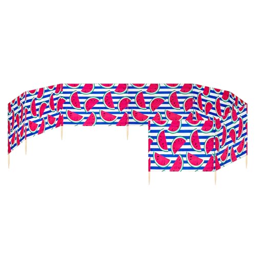 Ladeheid Windschutz Strand Sichtschutz mit Holzstab praktisches Strand Zubehör LAEX001 (Wassermelone-66, 12 m) von Ladeheid