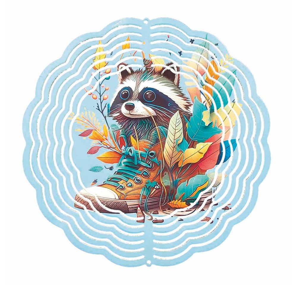Ladreas Windspiel Edelstahl 3D Windspiel Windspinner 20cm Waschbär Sneaker WI123 von Ladreas