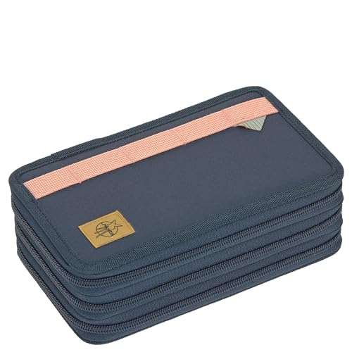 LÄSSIG Triple Pencil Case - Mäppchen 21 cm befüllt Dark Blue Ocean Edition von LÄSSIG