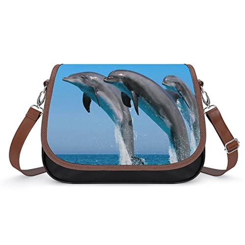 Leder Damen Crossbody Umhängetasche Classic Citytasche Schultertasche Leicht Mittelgroß Taschen-Trends 2022 Delfin von LafalPer