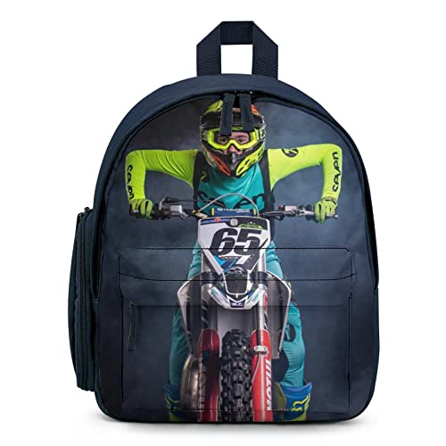 Mode Rucksack für Mädchen Jungen Kleine Kinderrucksack Leichte Schulrucksack Einfache Schultasche Motocross 65 von LafalPer