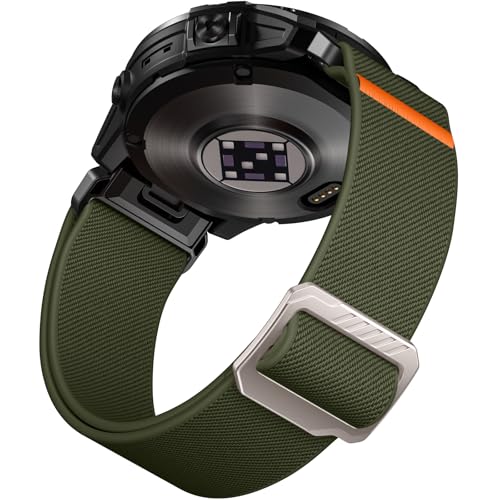 Laffav Kompatibel mit Garmin Fenix 6 Pro Armband/Fenix 6/Fenix 5/Fenix 7 Pro/Fenix 7 Armband, Nylon Elastisch QuickFit 22mm Ersatz Armband für Garmin Instinct/Epix Gen 2/Forerunner 965/955, ArmeeGrün von Laffav