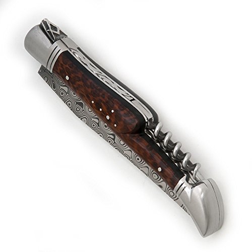 Laguiole Actiforge Messer LAGUIOLE Freimaurer Klinge und 1,6 Stöpsel 1,6 Damaststahl – Ebenholz Candy – Französisches Kunsthandwerk von Laguiole Actiforge