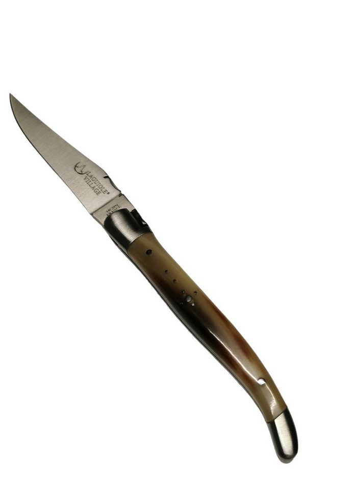Laguiole Frankreich Taschenmesser Laguiole Village Taschenmesser mit Horn Griff in 10 cm, (1 St), Edelstahlklinge, Handgefertigt von Laguiole Frankreich