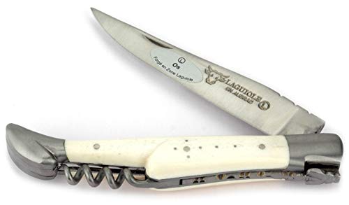 Laguiole en Aubrac Taschenmesser Korkenzieher 12 cm Griff Knochen L0312OSIF, Messer Klinge matt, Backen matt von LAGUIOLE EN AUBRAC L