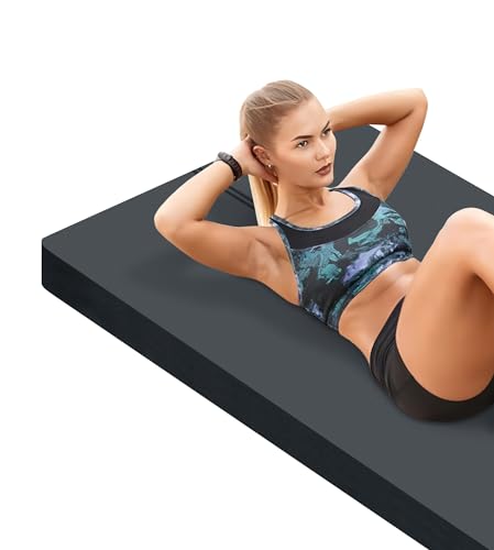 LaiEr Große Yogamatte -20mm dicke Übungsmatte Fitnessmatte für Fitnessstudio,Yoga,Pilates,Stretching und Bodenübungen für Frauen und Männer mit kostenloser Tragetasche und Klettband(183X80cmX20mm) von LaiEr