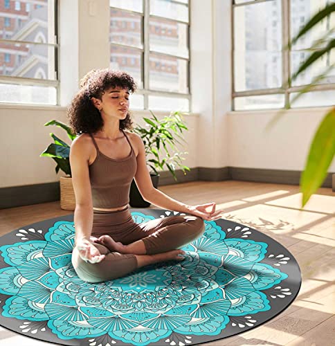 LaiEr Große runde Yogamatte für Übungen, Premium, extra dick, ultrabequem, rutschfest, kreisförmige Meditationsmatte (140 cm x 140 cm x 3,5 mm) von LaiEr