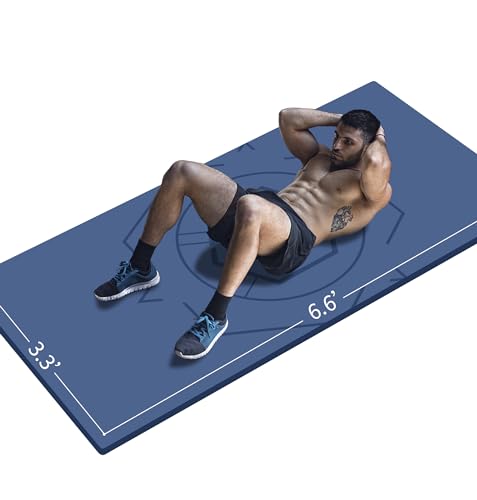 LaiEr Yoga Matte Extra Größe TPE Übungsmatte für Männer rutschfeste Matte für Training, Fitness, Gym, Pilates, Sit-Ups, Dehnen mit Tragetasche für Gurt (200cmX100cmX6mm Blue) von LaiEr