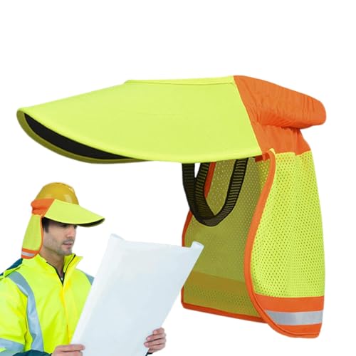 Schutzhelm-Nackenschutz, Bauhelm-Nackenschutz, Schutzhelm Helm Nackenschutz Sonnenschutz, Hochsichtbare Schutzhelme Mit Krempe, Hard Hat Nackenschutz Sonnenschutz für Baustelle, Gelb von Lainiaoly