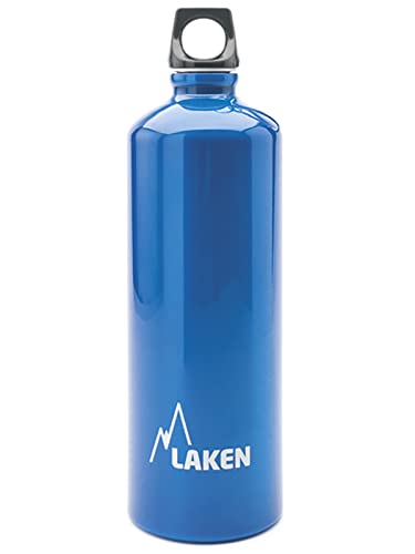 Laken Futura Alu Trinkflasche Schmale Öffnung Schraubdeckel mit Schlaufe 1L, Blau von Laken