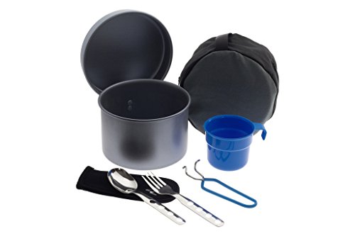 Laken Antihaft-Aluminium Camping Kochgeschirr Mess Kit, LP1NSC, 42 oz Non-Stick with Cutlery and Cup, 42oz von Laken