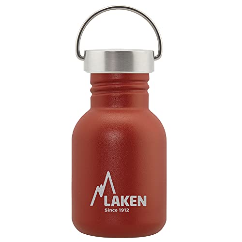 Laken Basic Edelstahlflasche, Trinkflasche Weite Öffnung mit Edelstah Schraubverschluss, BPA frei 0,35L, Rot von Laken