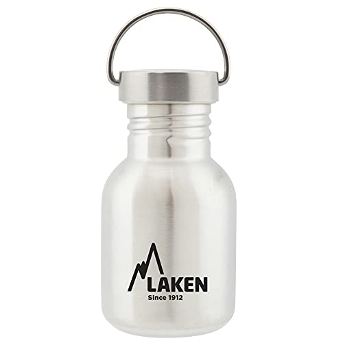 Laken Basic Edelstahlflasche, Trinkflasche Weite Öffnung mit Edelstah Schraubverschluss, BPA frei 0,35L, Silber von Laken