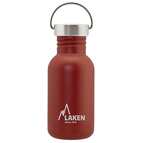 Laken Basic Edelstahlflasche, Trinkflasche Weite Öffnung mit Edelstah Schraubverschluss, BPA frei 0,5L, Rot von Laken