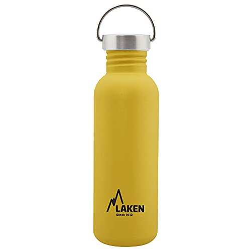 Laken Basic Edelstahlflasche, Trinkflasche Weite Öffnung mit Edelstah Schraubverschluss, BPA frei 0,75L, Gelb von Laken