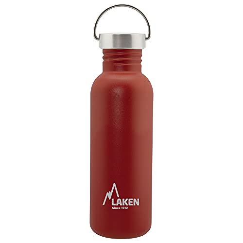 Laken Basic Edelstahlflasche, Trinkflasche Weite Öffnung mit Edelstah Schraubverschluss, BPA frei 0,75L, Rot von Laken