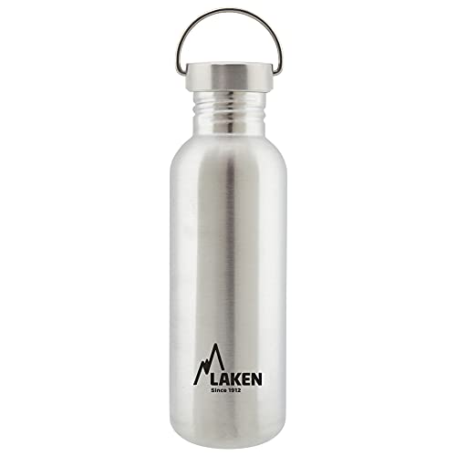 Laken Basic Edelstahlflasche, Trinkflasche Weite Öffnung mit Edelstah Schraubverschluss, BPA frei 0,75L, Silber von Laken