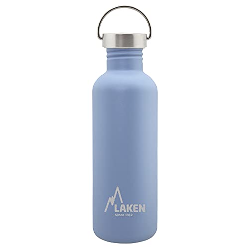 Laken Basic Edelstahlflasche, Trinkflasche Weite Öffnung mit Edelstah Schraubverschluss, BPA frei 1L, Blau von Laken