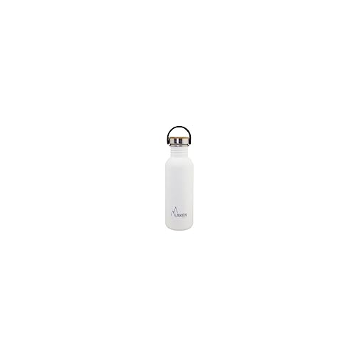Laken Basic Edelstahlflasche, Trinkflasche Weite Öffnung mit Edelstah Schraubverschluss mit Bambo, BPA frei 0,75L, Weiß von Laken