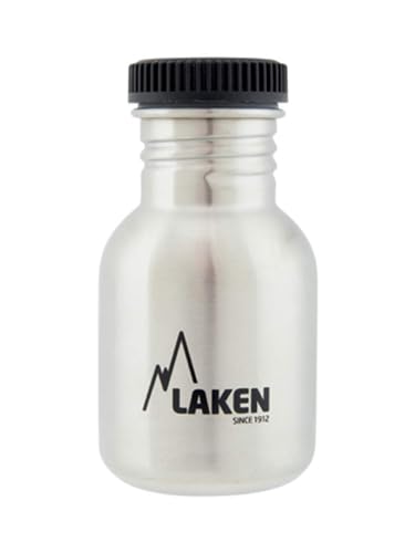 Laken Basic Steel flasche, Edelstahlflasche für Kinder und Erwachsene,Standard Mund und Schraubverschluss, 0,35L Silber von Laken