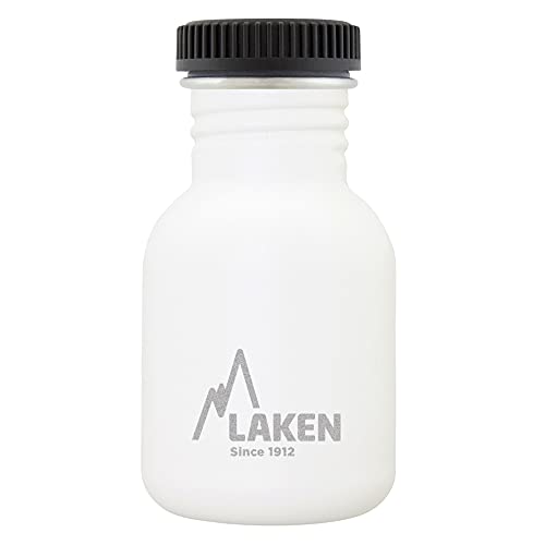 Laken Basic Steel flasche, Edelstahlflasche für Kinder und Erwachsene,Standard Mund und Schraubverschluss, 0,35L Weiß von Laken