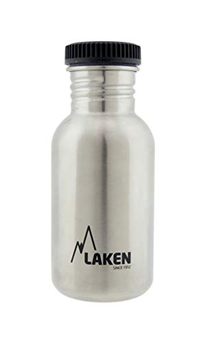 Laken Basic Steel flasche, Edelstahlflasche für Kinder und Erwachsene,Standard Mund und Schraubverschluss, 0,5L Silber von Laken