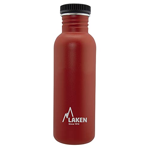 Laken Basic Steel flasche, Edelstahlflasche für Kinder und Erwachsene,Standard Mund und Schraubverschluss, 0,75L Rot von Laken