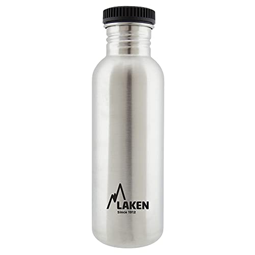 Laken Basic Steel flasche, Edelstahlflasche für Kinder und Erwachsene,Standard Mund und Schraubverschluss, 0,75L Silber von Laken