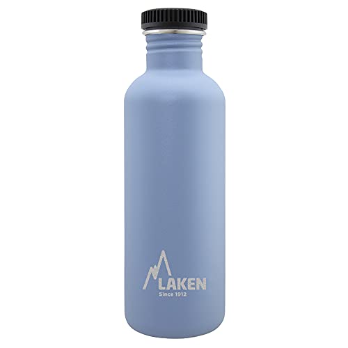 Laken Basic Steel flasche, Edelstahlflasche für Kinder und Erwachsene,Standard Mund und Schraubverschluss, 1L Blau von Laken