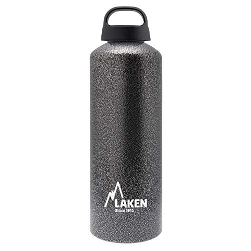 Laken Classic Alu Trinkflasche Weite Öffnung Schraubdeckel mit Schlaufe, BPA frei Aluminiumtrinkflasche, 1L, Granit von Laken